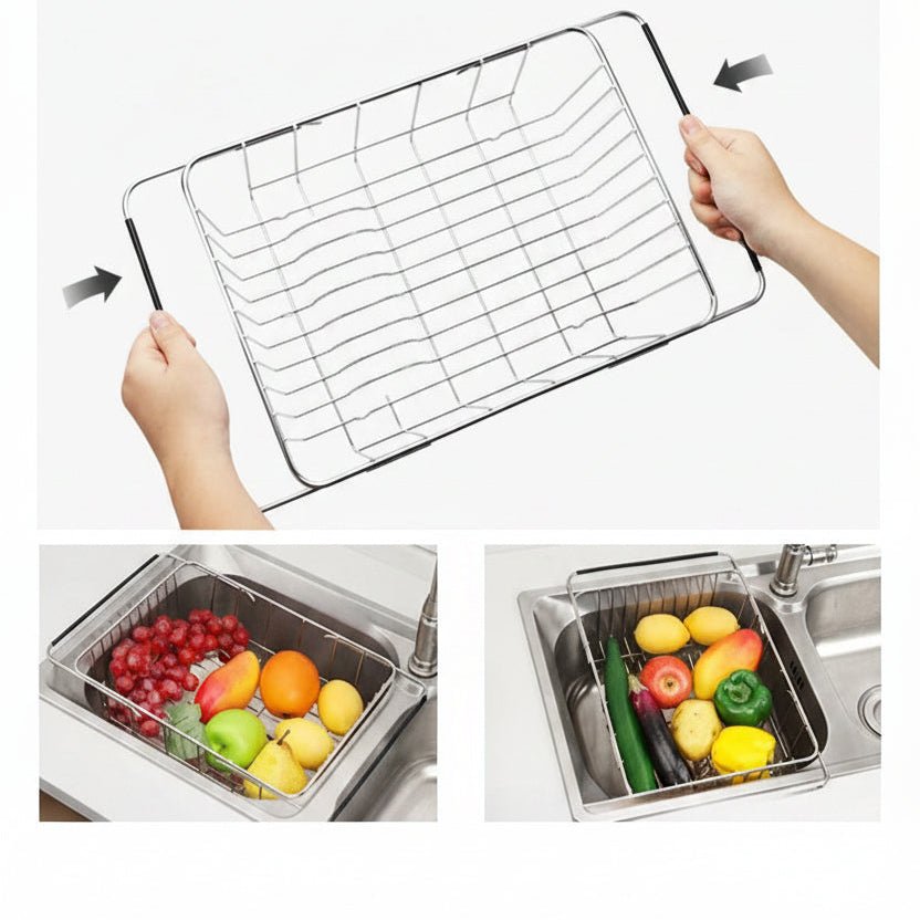 Égouttoir vaisselle extensible inox sur évier - Prati-Kitchen