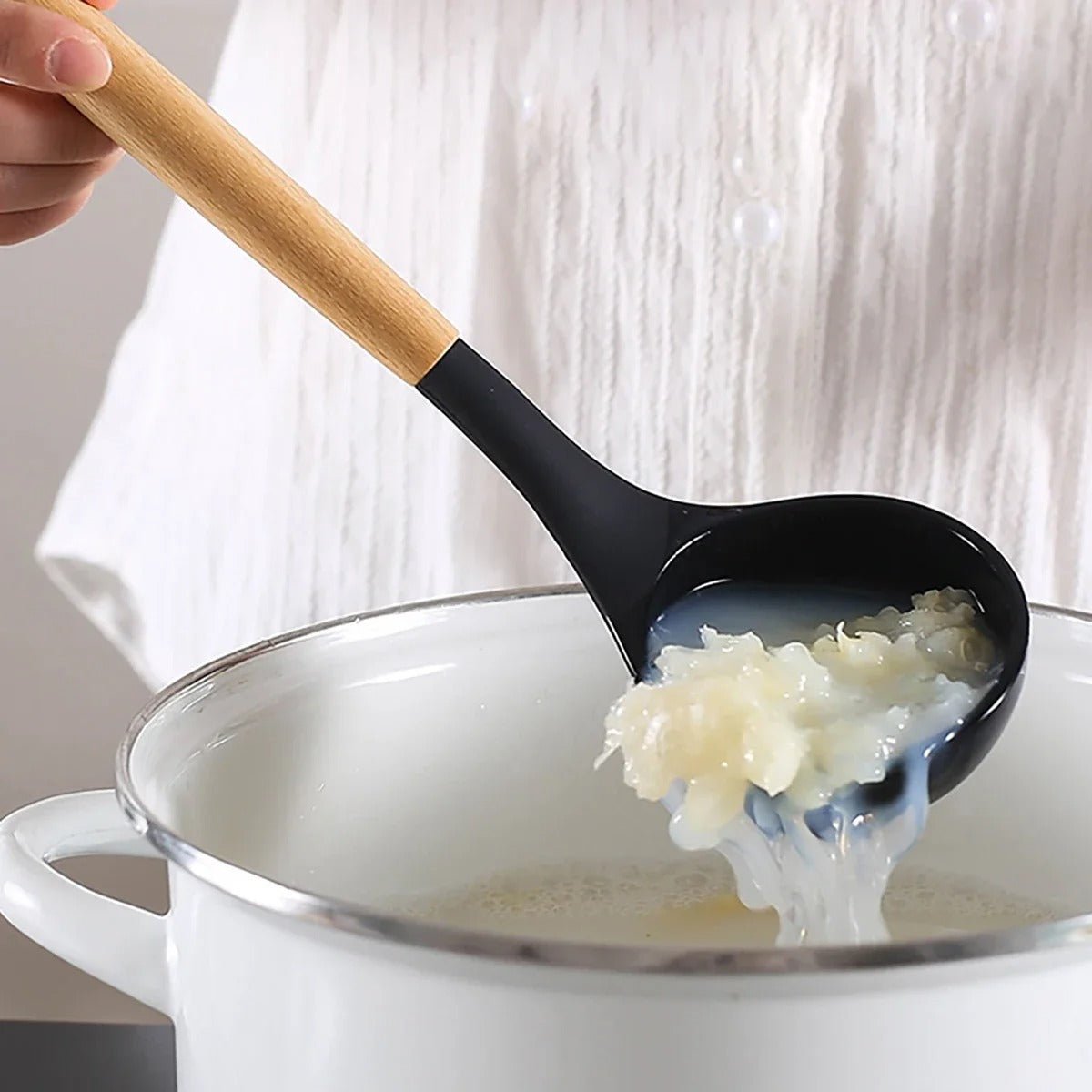 Ensemble 11 ustensiles silicone premium et bois naturel avec support - Prati - Kitchen