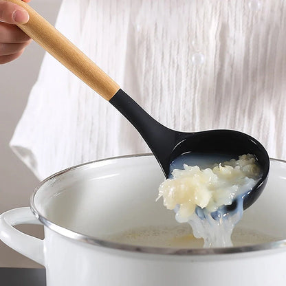 Ensemble 11 ustensiles silicone premium et bois naturel avec support - Prati - Kitchen