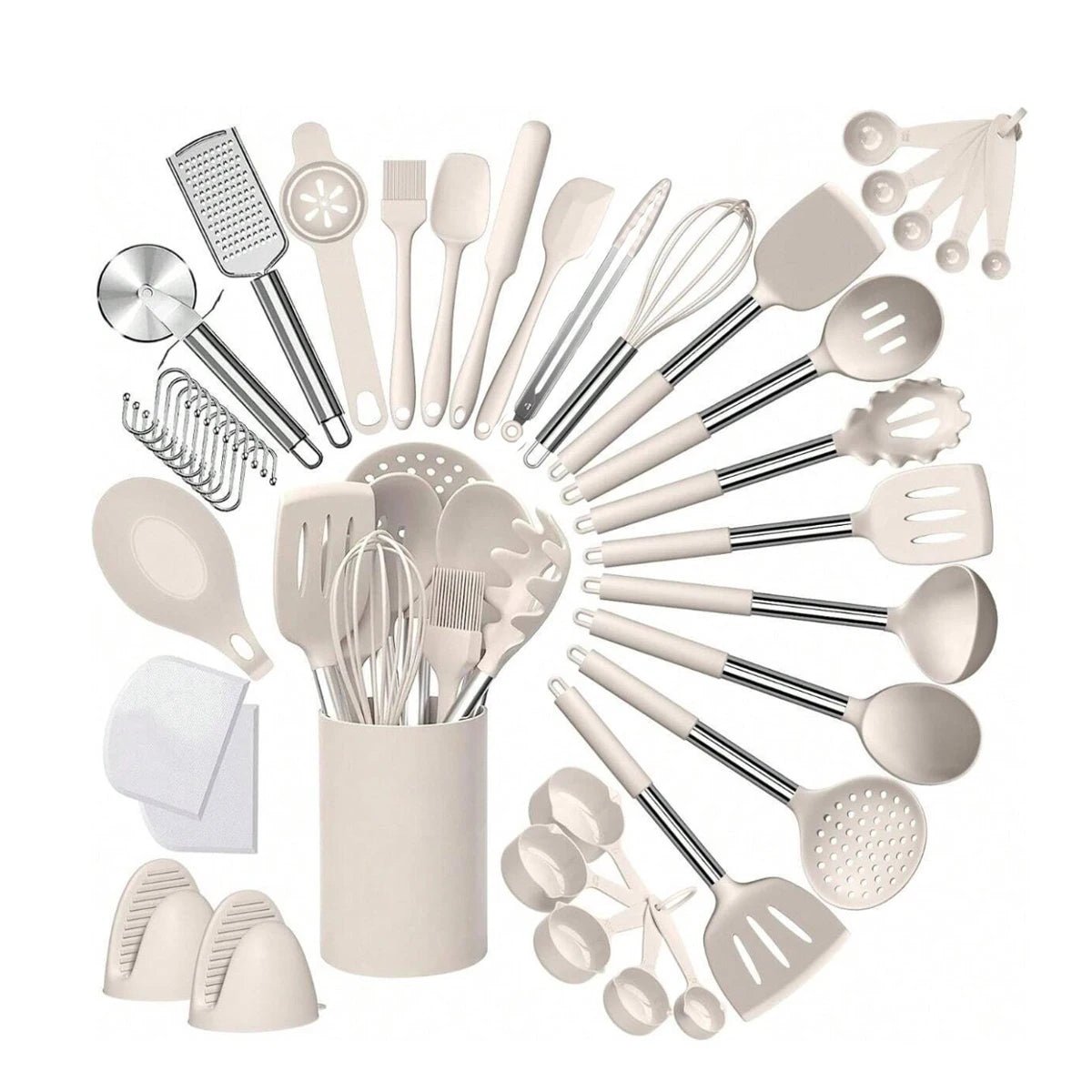Ensemble 43 Ustensiles Cuisine Silicone Antiadhésif Manche Inox (Résistant Chaleur) - Prati - Kitchen