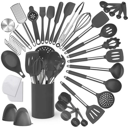 Ensemble 43 Ustensiles Cuisine Silicone Antiadhésif Manche Inox (Résistant Chaleur) - Prati - Kitchen