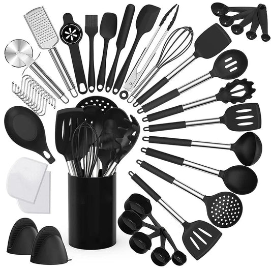 Ensemble 43 Ustensiles Cuisine Silicone Antiadhésif Manche Inox (Résistant Chaleur) - Prati - Kitchen