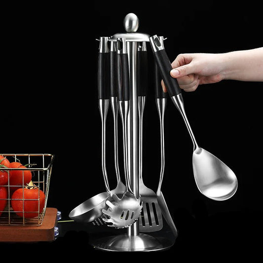 Ensemble D'Ustensiles de Cuisine Premium en Inox et Bois Naturel | Kit de 6 ou 7 Pièces au Choix - Prati - Kitchen