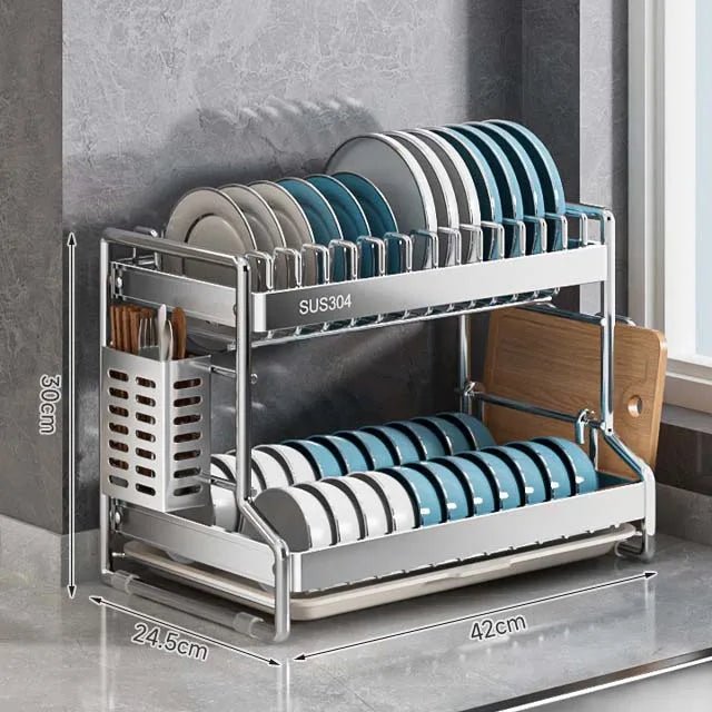 Égouttoir - inox - avec - bac - récupérateur - dimensions - 2 - étages