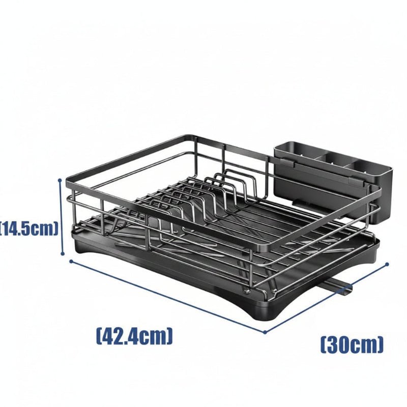 Égouttoir - vaisselle - extensible -métal - noir - dimensions