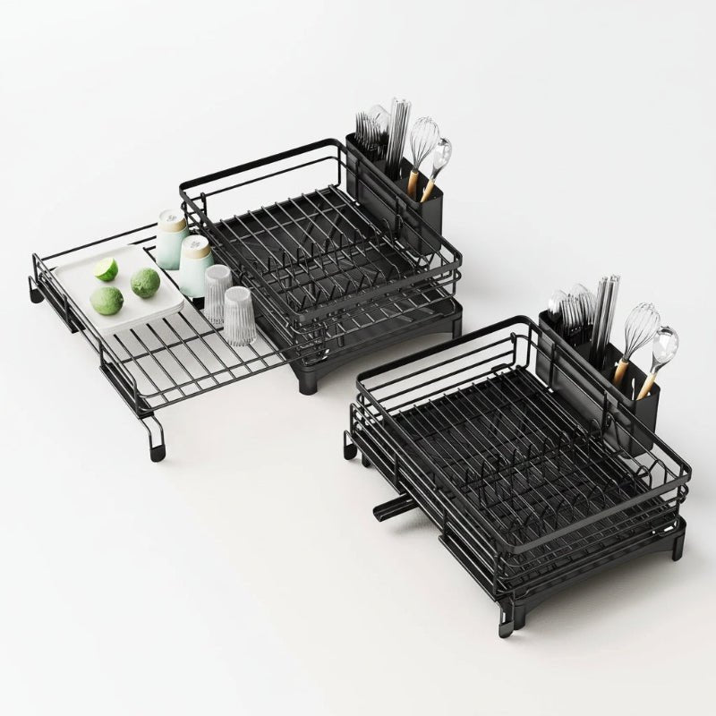 Égouttoir - vaisselle - extensible -métal - noir - non - extensible - extensible