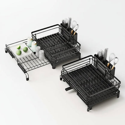 Égouttoir - vaisselle - extensible -métal - noir - non - extensible - extensible
