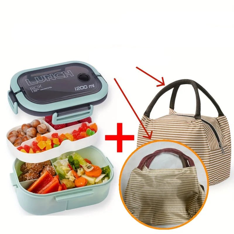 lunch box bento 1200ml avec sac isotherme - boîte repas étanche à 2 niveaux - Prati - Kitchen