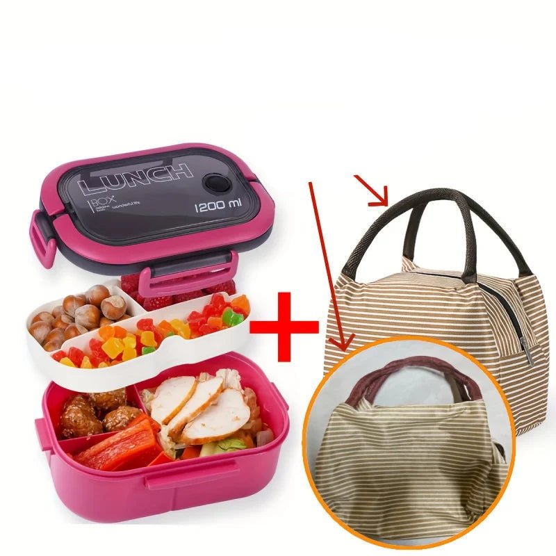 lunch box bento 1200ml avec sac isotherme - boîte repas étanche à 2 niveaux - Prati - Kitchen