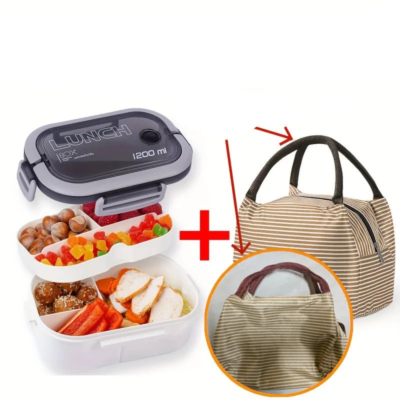 lunch box bento 1200ml avec sac isotherme - boîte repas étanche à 2 niveaux - Prati - Kitchen