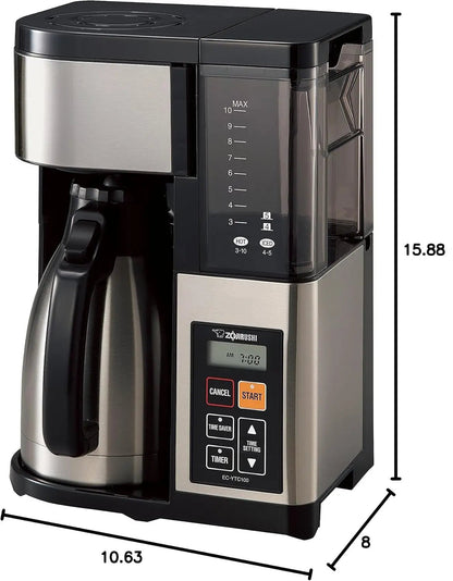 machine à café filtres automatique 10 tasses - Design en acier inoxydable noir - Prati - Kitchen