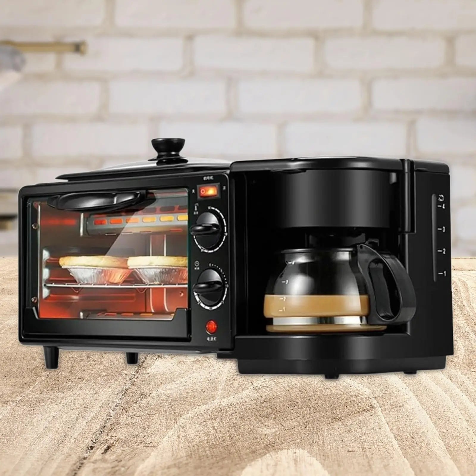 Machine à petit - déjeuner compacte 3 - en - 1 | Four, Grille - pain et Cafetière intégrée | gain de place - Prati - Kitchen