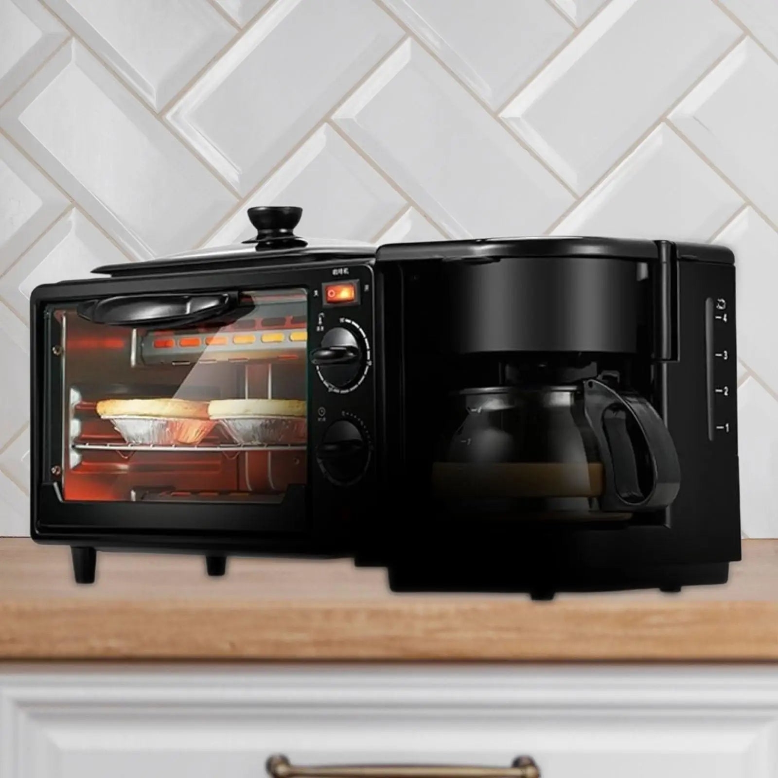 Machine à petit - déjeuner compacte 3 - en - 1 | Four, Grille - pain et Cafetière intégrée | gain de place - Prati - Kitchen