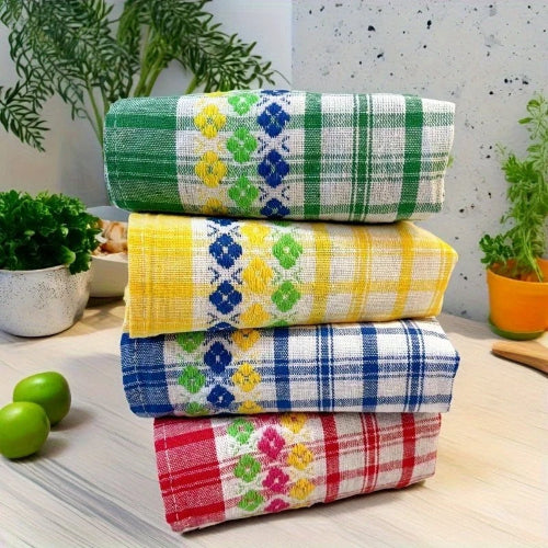 Torchon de cuisine coton carreaux multicolores