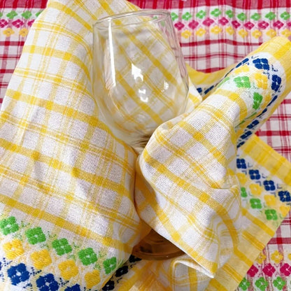 Torchon de cuisine coton carreaux multicolores
