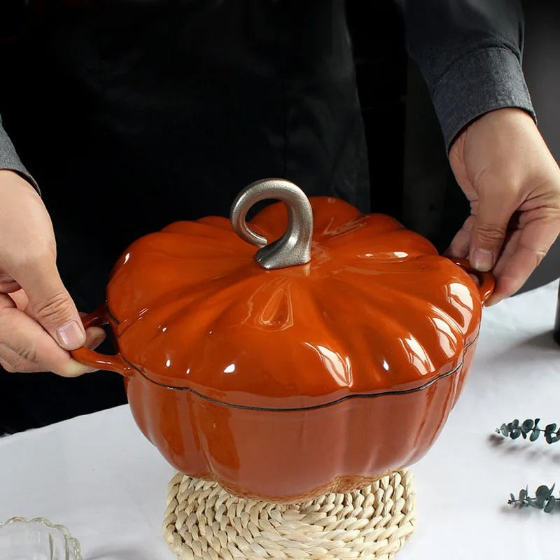 Cocotte en fonte émaillée citrouille 24cm