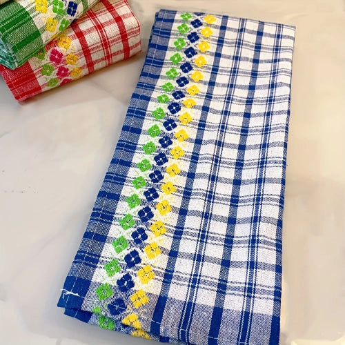 Torchon de cuisine coton carreaux multicolores