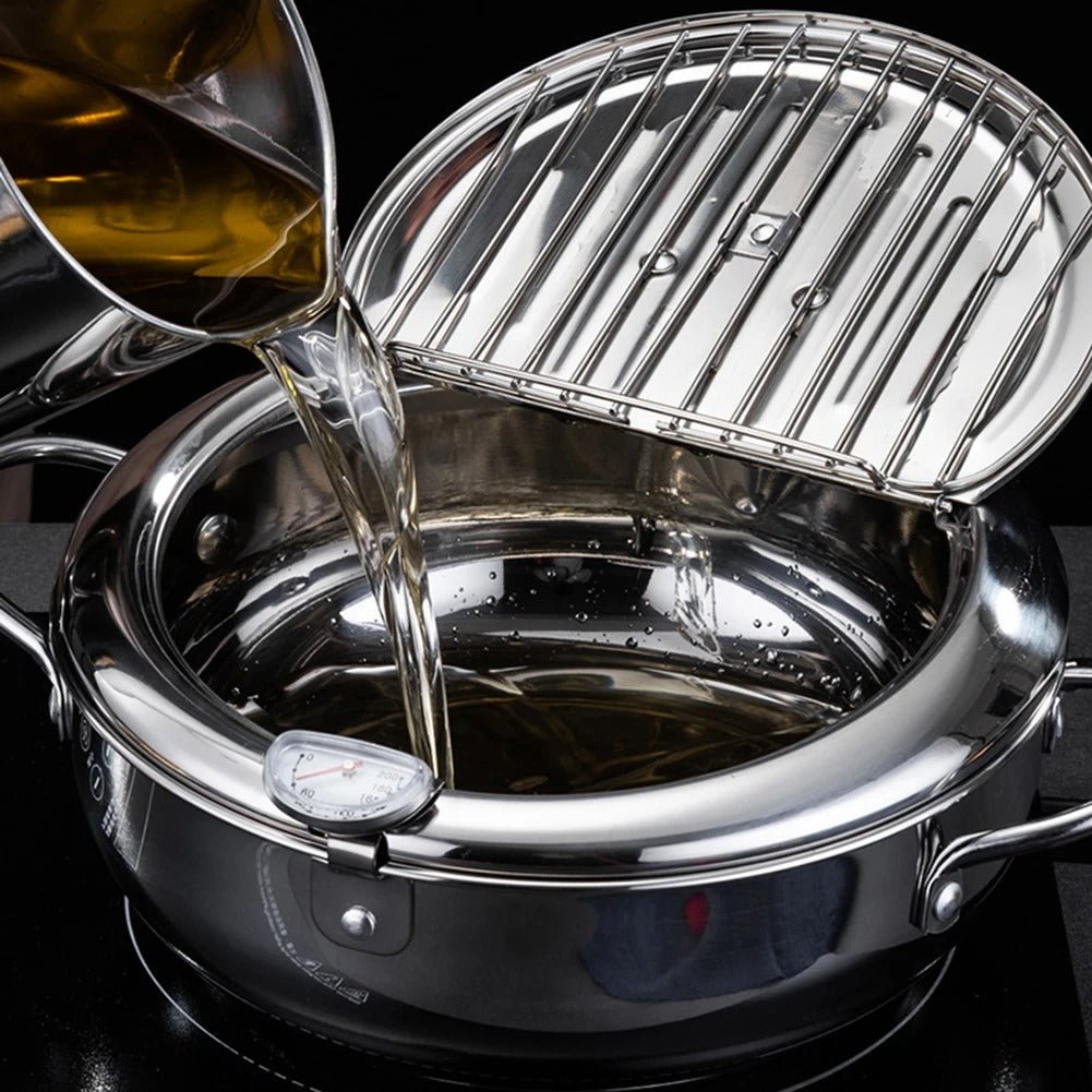 Marmite à friture en acier inox 18/10 | Capacité 4,2L avec thermomètre - Prati - Kitchen