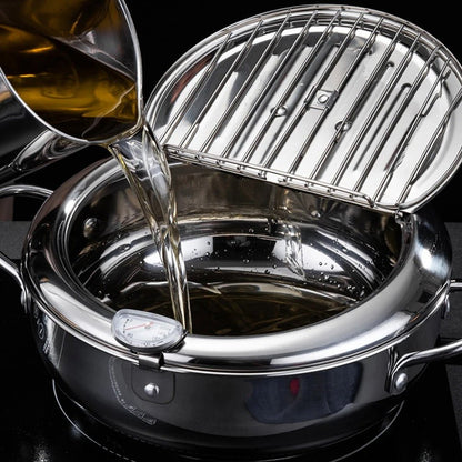 Marmite à friture en acier inox 18/10 | Capacité 4,2L avec thermomètre - Prati - Kitchen
