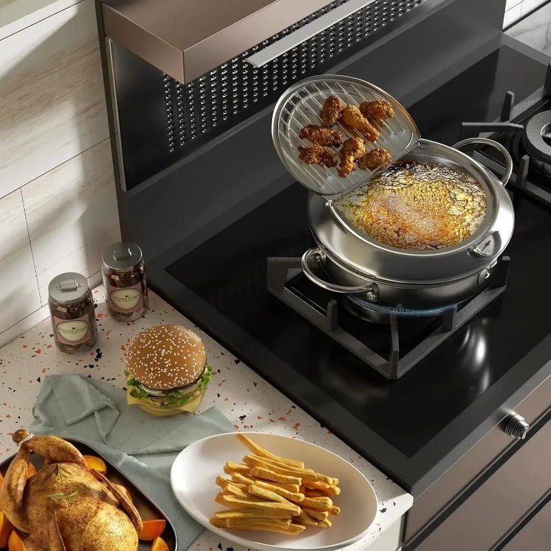 Marmite à friture en acier inox 18/10 | Capacité 4,2L avec thermomètre - Prati - Kitchen