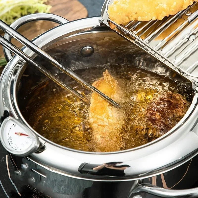 Marmite à friture en acier inox 18/10 | Capacité 4,2L avec thermomètre - Prati - Kitchen