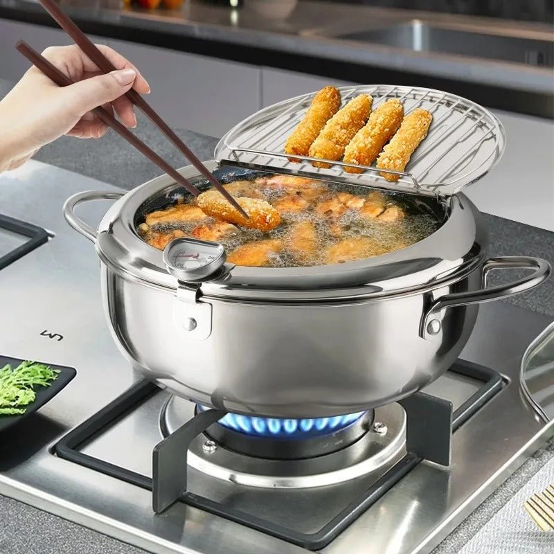 Marmite à friture en acier inox 18/10 | Capacité 4,2L avec thermomètre - Prati - Kitchen