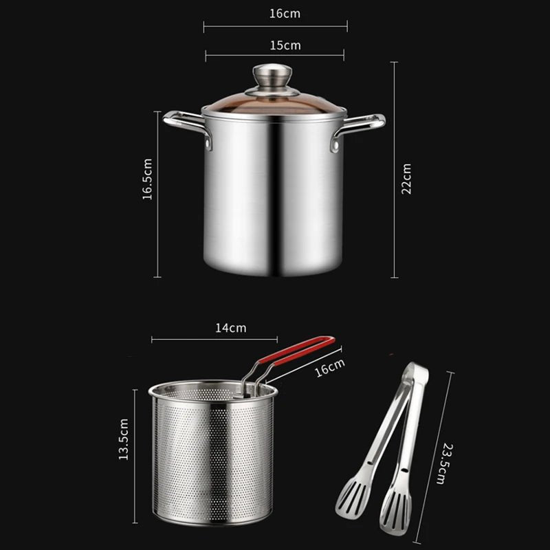 Marmite Haute Précision pour Friture et Cuisson Vapeur en Acier Inoxydable 18/10 avec Panier Égouttoir | Économie d’Huile et Qualité Pro - Prati - Kitchen