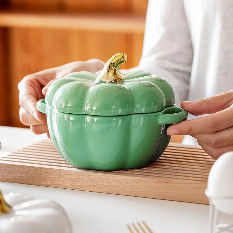 Mini Cocotte Citrouille en Céramique 10cm (200ml) avec Couvercle | Ramequin Individuel pour Four et Soupe à l'Oignon | Design Automne - Prati - Kitchen