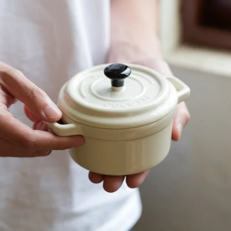 Mini Cocotte Individuelle en Céramique avec Couvercle | 200ml | Ramequin Haute Température pour Soupe à l'Oignon et Crème Brûlée - Prati - Kitchen