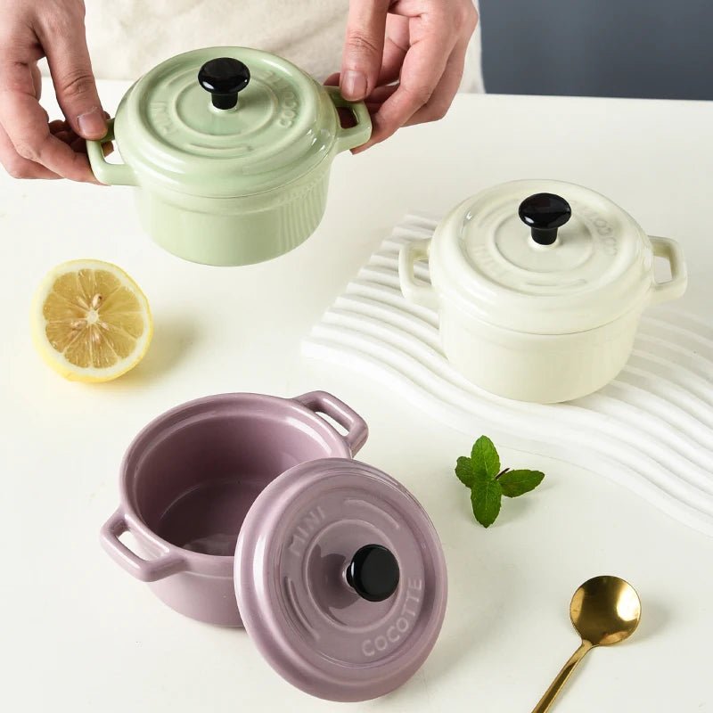 Mini Cocotte Individuelle en Céramique avec Couvercle | 200ml | Ramequin Haute Température pour Soupe à l'Oignon et Crème Brûlée - Prati - Kitchen