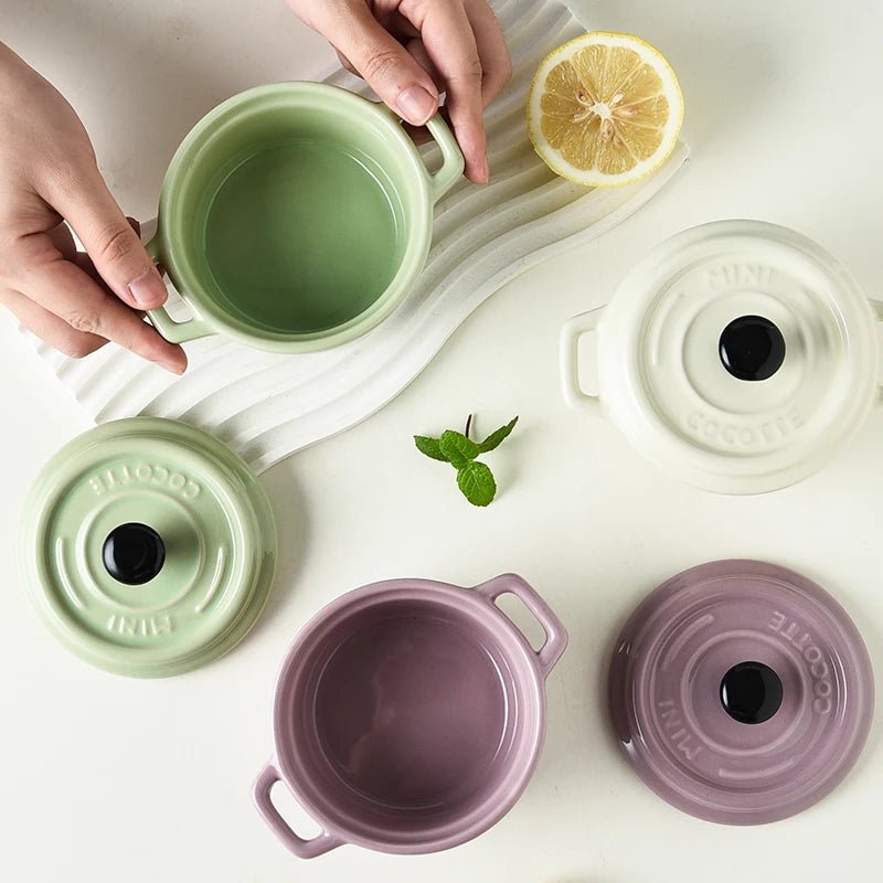 Mini Cocotte Individuelle en Céramique avec Couvercle | 200ml | Ramequin Haute Température pour Soupe à l'Oignon et Crème Brûlée - Prati - Kitchen
