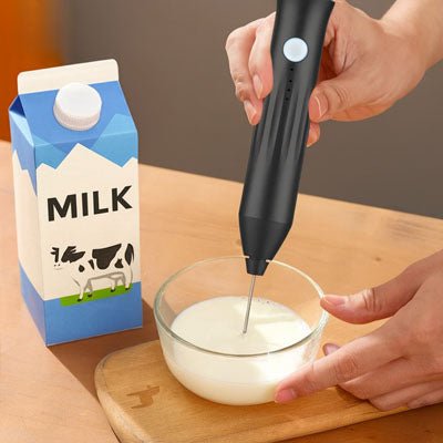 Mousseur à lait électrique portatif en acier inoxydable noir - Prati - Kitchen