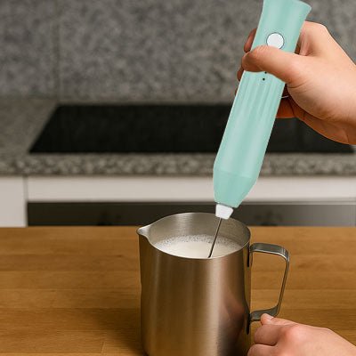 Mousseur à lait électrique portatif en acier inoxydable noir - Prati - Kitchen