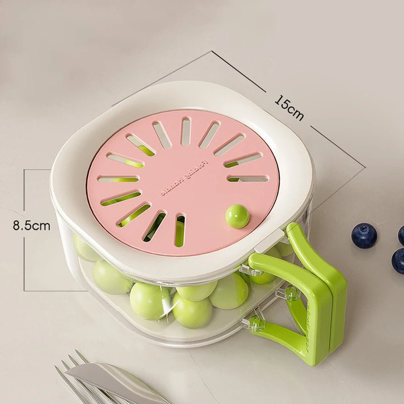 panier- de- vidange- avec- couvercle- 4-en-1 fruits : montrant- dimensions- du- panier- rose-corail