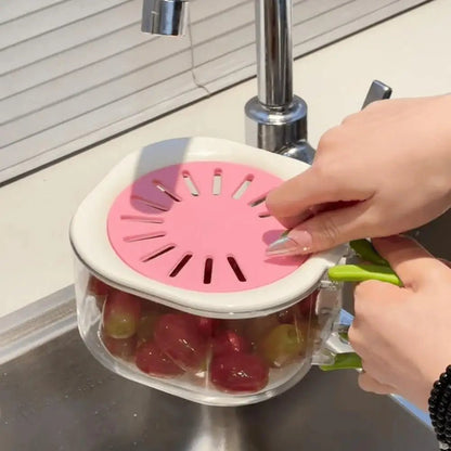 panier- de- vidange- avec- couvercle- 4-en-1 fruits : panier- montrant- le- séchage