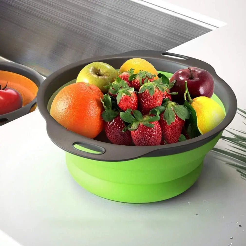passoire pliable en silicone : avec fruits