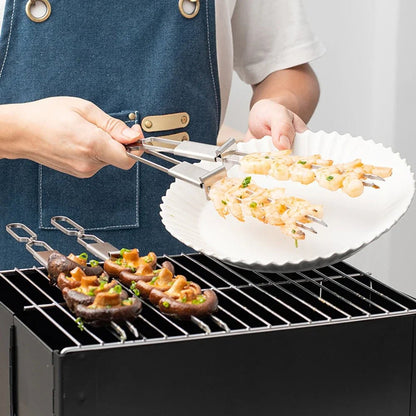 Pics à Brochettes en inox Réutilisables (Lot de 10) | Broches à Barbecue Semi - Automatiques en Acier Inoxydable - Prati - Kitchen