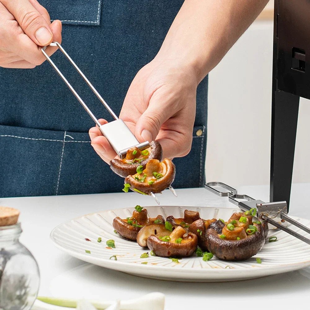 Pics à Brochettes en inox Réutilisables (Lot de 10) | Broches à Barbecue Semi - Automatiques en Acier Inoxydable - Prati - Kitchen