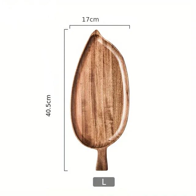 Plateau en Bois Massif Forme Feuille | Plat de Service Design pour Sushi, Fruits et Desserts | Plateau à Thé Esthétique et Étanche - Prati - Kitchen