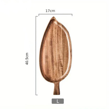 Plateau en Bois Massif Forme Feuille | Plat de Service Design pour Sushi, Fruits et Desserts | Plateau à Thé Esthétique et Étanche - Prati - Kitchen