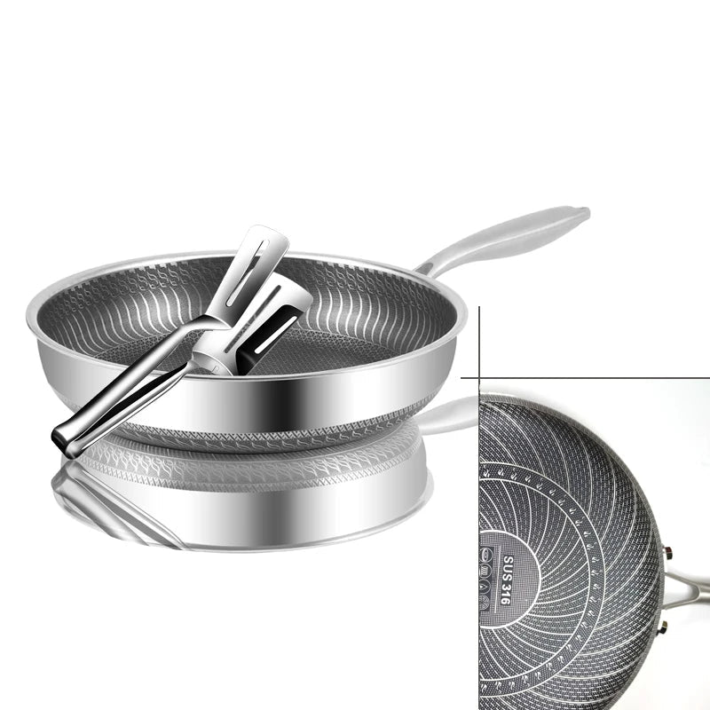 poêle- inox- antiadhésive - Diamètres 28cm- et- 30cm : avec- pince