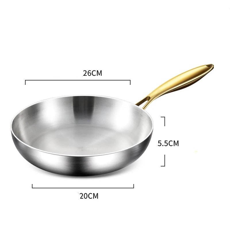 poêles- en- inox- 316- cuisson- saine- poignée- dorée- compatible- induction : 26 cm