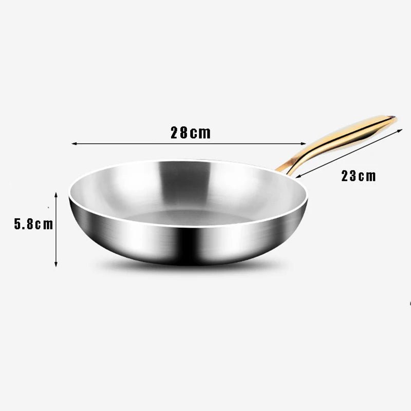 poêles- en- inox- 316- cuisson- saine- poignée- dorée- compatible- induction : 28 cm