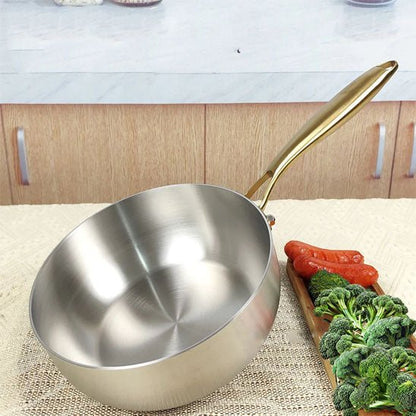 poêles- en- inox- 316- cuisson- saine- poignée- dorée- compatible induction 