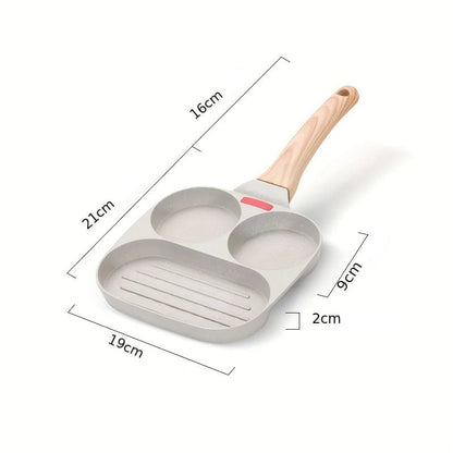 Poêle multi - sections 3 compartiments Antiadhésive 19 cm en Aluminium | Poignée anti - rouill - Prati - Kitchen