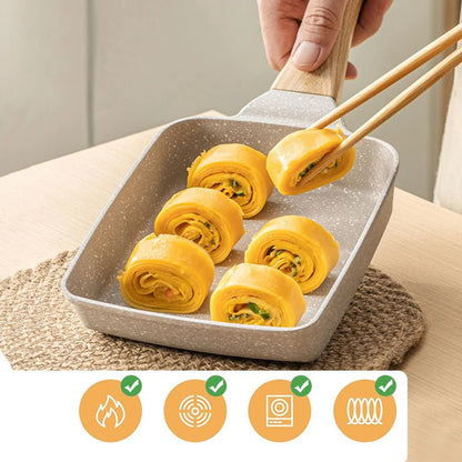 Poêle Section 1 compartiment Antiadhésive à Fond Plat pour Petit Déjeuner | Crêpes, Œufs, Steaks, Hamburger | Ustensile de cuisine polyvalent - Prati - Kitchen