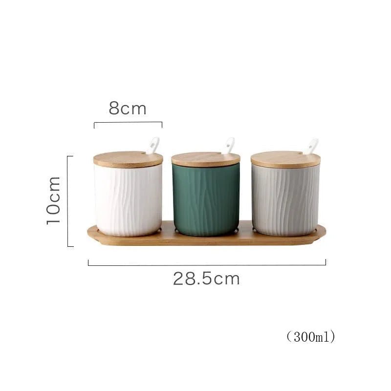 Pots à Condiments Céramique Style Nordique (Sucrier Salière Épices) | 3 Pièces - Prati - Kitchen