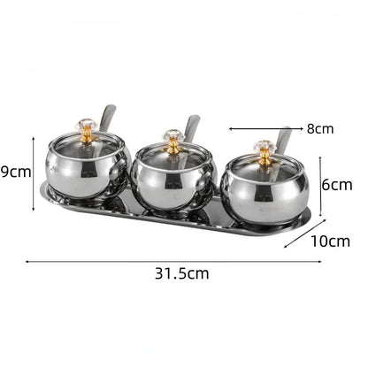 Pots à Condiments Luxe Or Acier Inoxydable (Sucrier, Salière, Poivrière) | 3 Pièces - Prati - Kitchen
