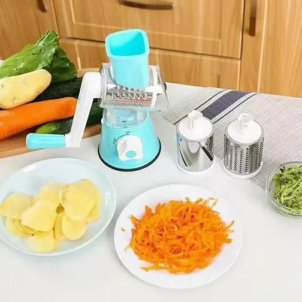 râpe rotative manuelle légumes avec assiettes