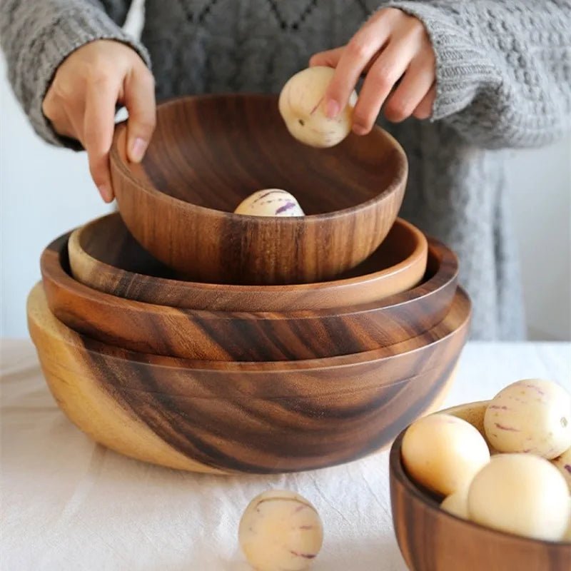 Saladier et Bol en véritable bois d'acacia | Service pour fruits, salade et soupe | Naturel, durable et écologique - Prati - Kitchen